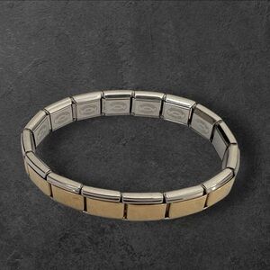 Vintage Dolceoro Italy stainless steel & gold bracelet